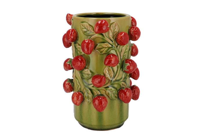 <h4>Fruit Strawberry Olive Green Cilinder 21x31cm</h4>